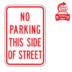 No Parking This Side of Street Sign