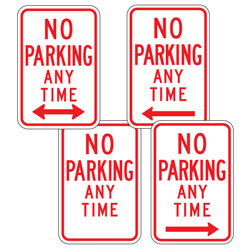 No Parking Anytime with Optional Arrows Sign