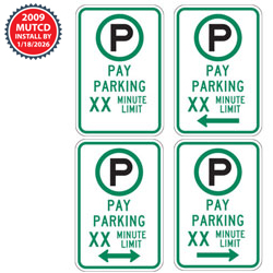Pay Parking XX Minute Limit with Optional Arrow Sign | 2009 MUTCD