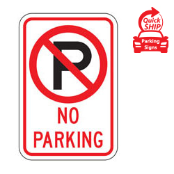 No Parking with No Parking Symbol Sign