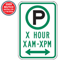 Parking with Custom Hour Limit, Times & Optional Arrows Sign | 2009 MUTCD
