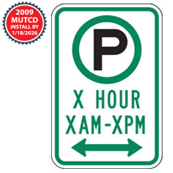 Parking with Custom Hour Limit, Times & Optional Arrows Sign