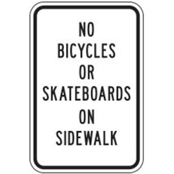 No Bicycles or Skateboards on Sidewalk Sign