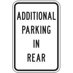 Additional Parking in Rear Sign (White)