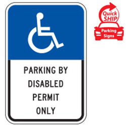 (Florida State Spec) Handicap Symbol Parking by Disabled Permit Only Sign