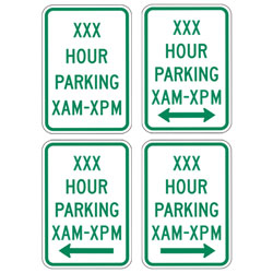 Custom Hour Parking XAM XPM with Optional Arrows Signs