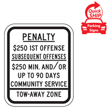 (New Jersey State Spec) Penalty Tow Away Sign