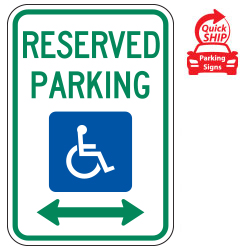 Reserved Parking (Handicap Symbol with Double Arrow) Sign