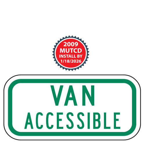Van Accessible Plaque (Green) | 2009 MUTCD