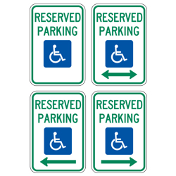 Reserved Parking (Handicap Symbol) with Optional Arrow Sign