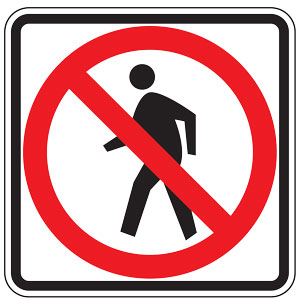 No Pedestrians (Symbol) Signs for Bicycle Facilities