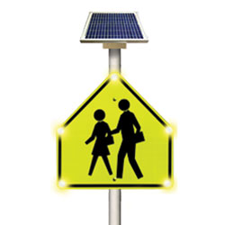 Solar LED Blinking School Zone Crosswalk Sign Alert System