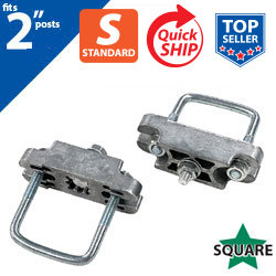 Silver U Bolt Clamps (Set of 2) for 2" Square Post