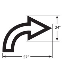 4 Inch Outlined Curved Arrow Polyvinyl Stencils