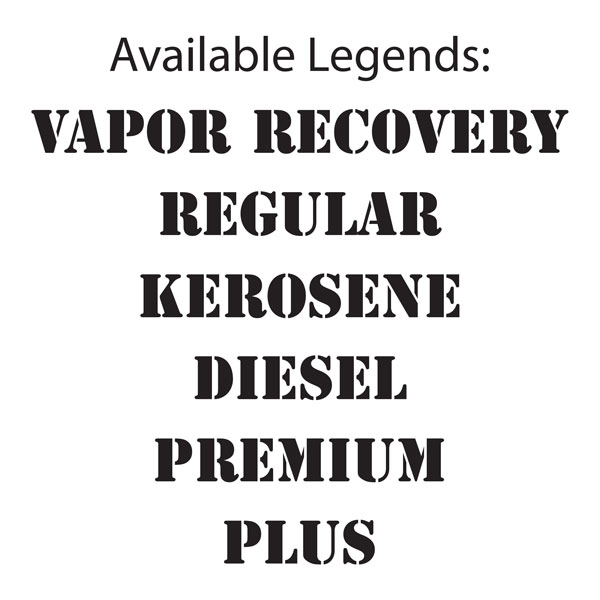 3 Inch High Polyvinyl Word Stencils for Fuel Identification