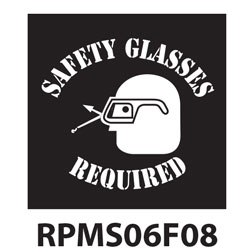 Safety Glasses Required Polyvinyl Safety Floor Marking Stencil