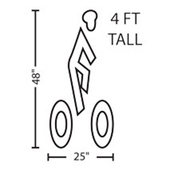 Bike with Rider Wearing Helmet | 4ft | 3M™ Stamark™ Pre Cut Pavement Marking Symbol