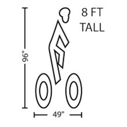 Bike with Rider Wearing Helmet | 8ft | 3M™ Stamark™ Pre Cut Pavement Marking Symbol