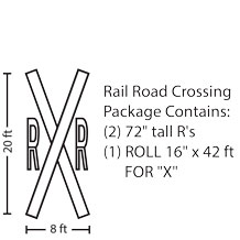 Railroad Crossing Package | 72" tall R | 3M™ Stamark™ Pre Cut Pavement Marking Legend