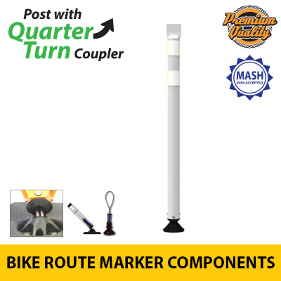 Premium Squeeze Top Tubular Bike Route Marker with Coupler for Quarter Turn Base