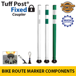 Premium Tubular Bike Route Markers with Black Cap & Coupler for Fixed Base