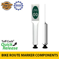 Premium Tuff Post Bike Route Marker & Lane Delineators with Coupler for Quick Release Base