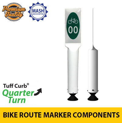 Premium Tuff Post Bike Route Marker & Laane Delineators with Coupler for Quarter Turn Base