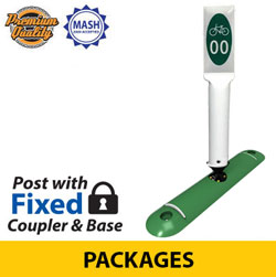 Premium Tuff Post Bike Route Marker & Lane Separator Post with Fixed Coupler & Base