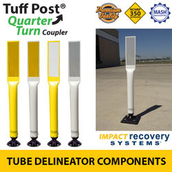 Premium 4" Tuff Post Tube Delineators with Coupler for Quarter Turn Base