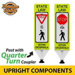 In Street Pedestrian Crosswalk Sign on Quarter Turn Mounting Style Post