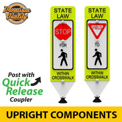 In Street Pedestrian Crosswalk Sign on Quick Release Mounting Style Post