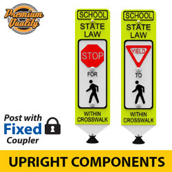 In Street (School) Pedestrian Crosswalk Sign on Fixed Mounting Style Post