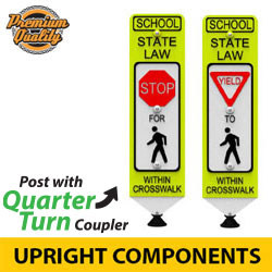 In Street (School) Pedestrian Crosswalk Sign on Quarter Turn Mounting Style Post