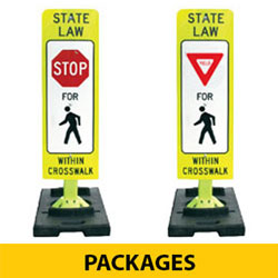 42" EFX FYG Flexible Safety Post and Sign with Portable Banana 35# Base & Post Pins Package