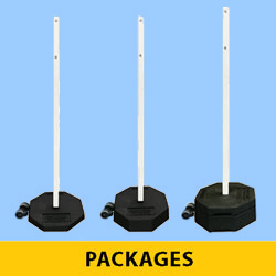 Portable Rubber Base with Double Wheel Assembly, 60" Power Post & Hardware Package