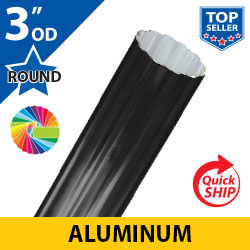 Semi Gloss Powder Painted 3" OD Round Fluted Aluminum Posts