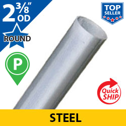 Silver 2 3/8" OD Round Smooth Steel Posts