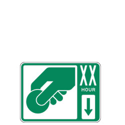 XX Hour with Down Arrow Sign