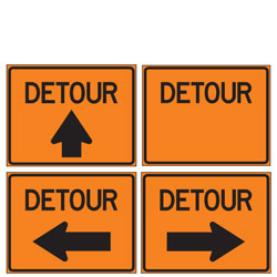 Detour Left/Right/Up Arrow or Blank Signs for Temporary Traffic Control (Crashworthy Barricade Signs)