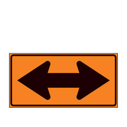 Double Arrow Symbol Warning Signs for Temporary Traffic Control (Crashworthy Barricade Signs)