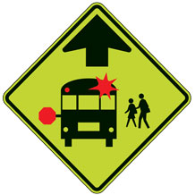 FYG School Bus Stop Ahead (Symbol) Signs