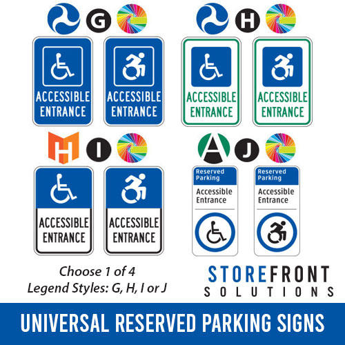 Storefront Solutions Universal Disabled Reserved ADA Parking Signs