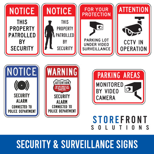 Storefront Solutions Security and Surveillance Signs
