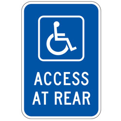 Handicap Access at Rear (Blue) Sign