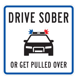 Drive Sober (Police Car Symbol) or Get Pulled Over Sign