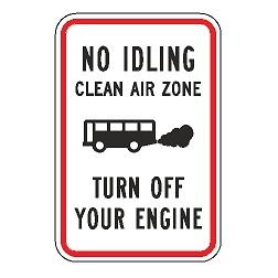 No Idling Turn Off Engine Clean Air Zone Sign