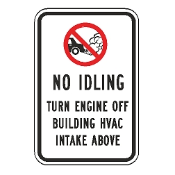 No Idling Building HVAC Intake Above Sign