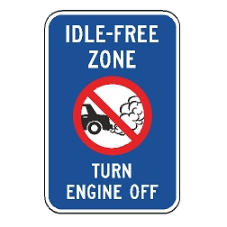 Idle Free Zone Turn Engine Off (Blue) Sign
