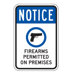 NOTICE | Firearms Permitted On Premises Sign