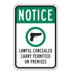 NOTICE | Gun Allowed Symbol | Lawful Concealed Carry Permitted On Premises Sign